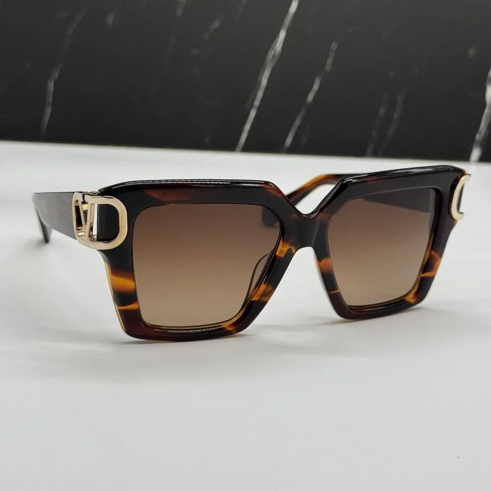 NEW VALENTINO VLS-107B HAVANA SQUARE SUNGLASSES VALENTINO